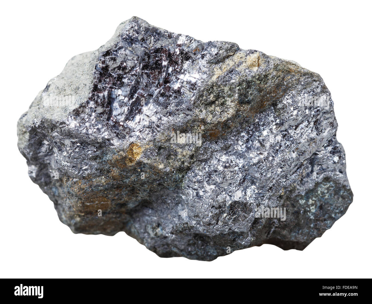 macro shooting of collection natural rock - metalliic galena mineral stone with chalcopyrite isolated on white background Stock Photo