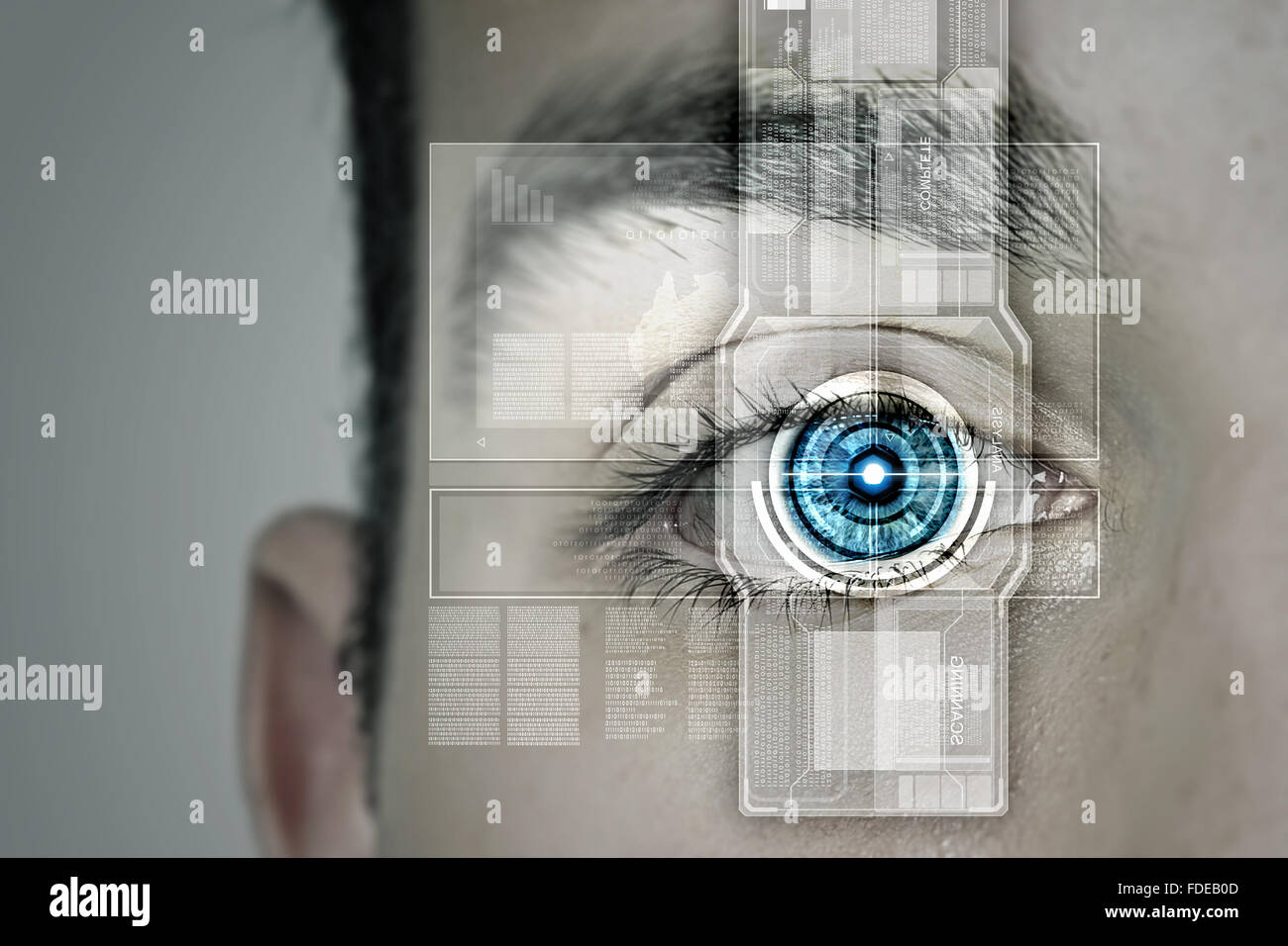 Close up of male eye scanned for recognition Stock Photo
