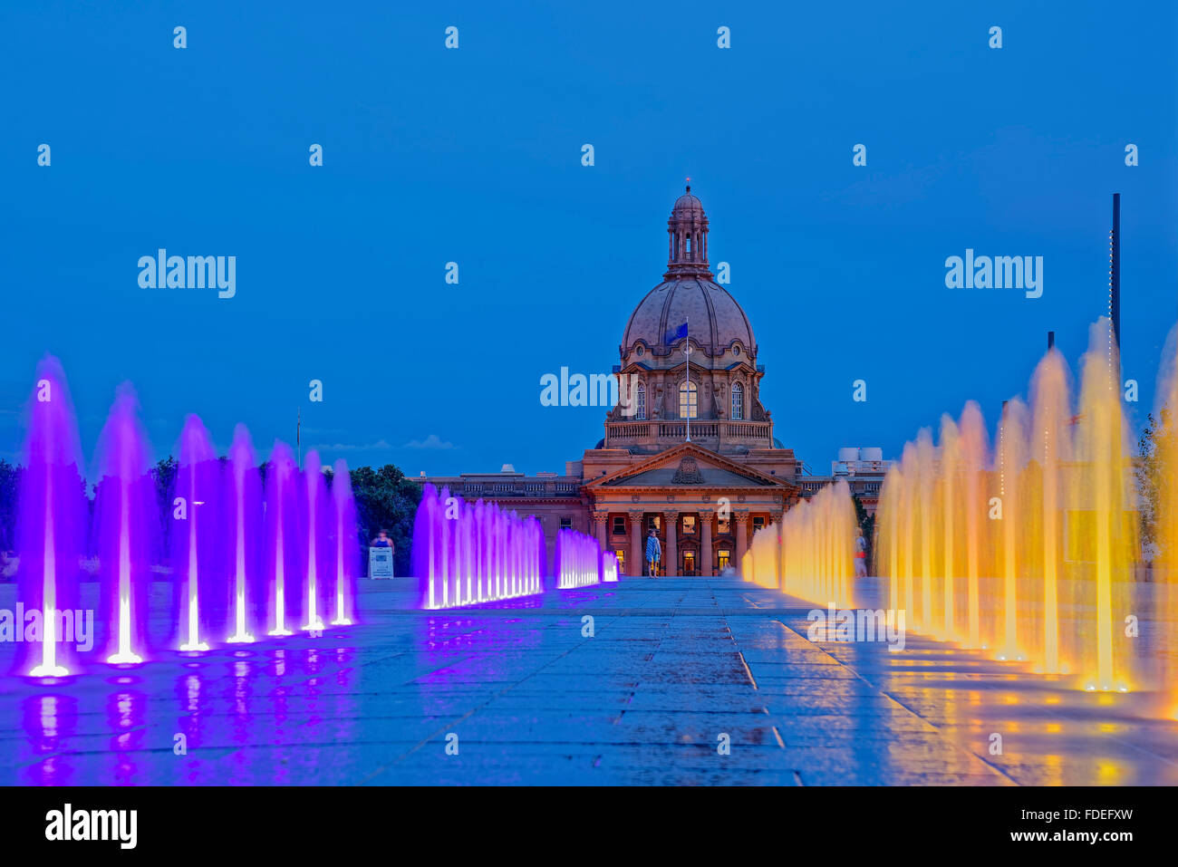 Illuminated Fountain, Alberta Legislature, Edmonton, Alberta, Canada