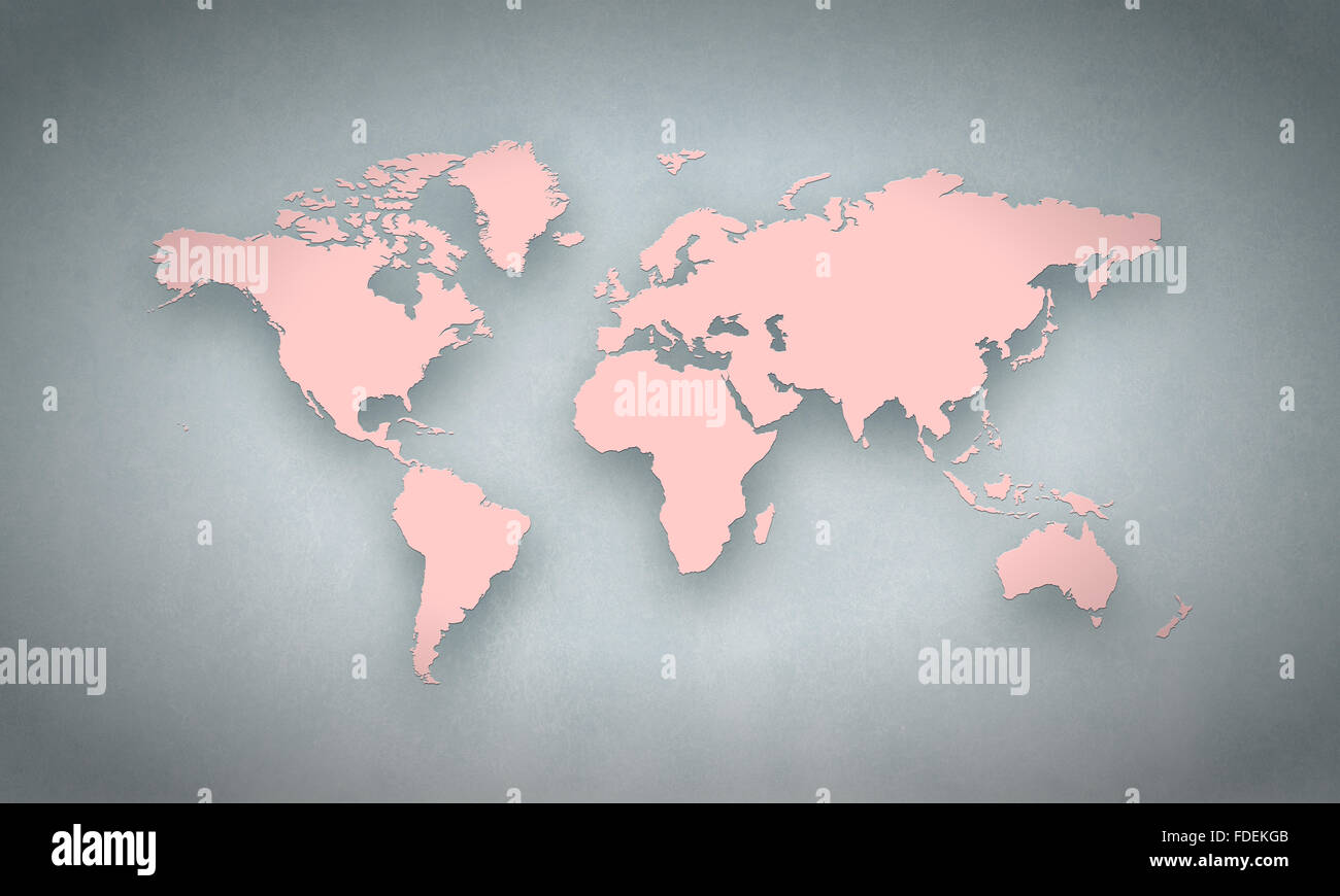 Conceptual image with world map on concrete wall Stock Photo - Alamy