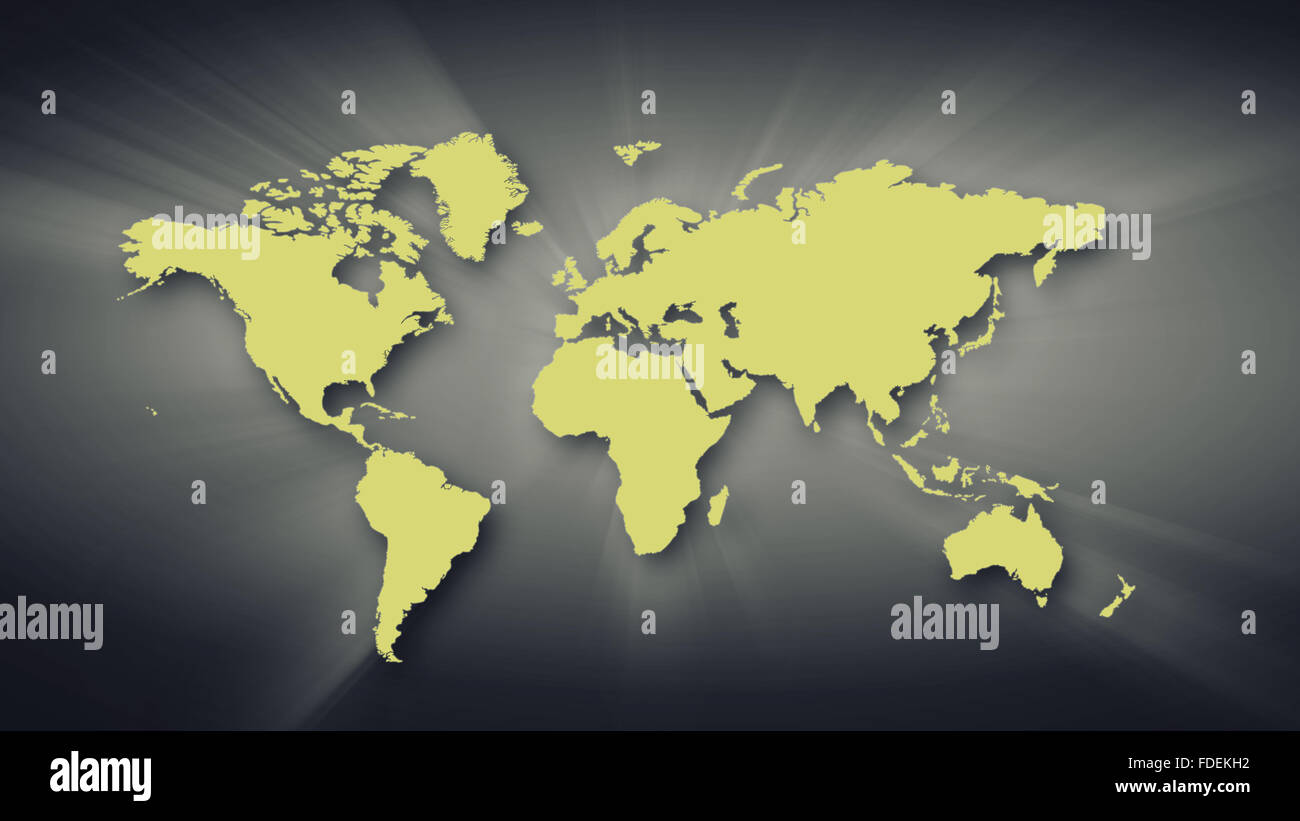 Conceptual image with world map on concrete wall Stock Photo - Alamy