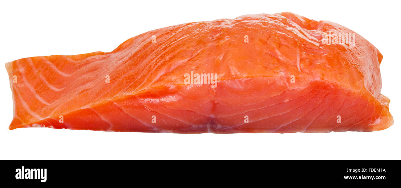 lighty smoked atlantic salmon red fish fillet piece isolated on white ...