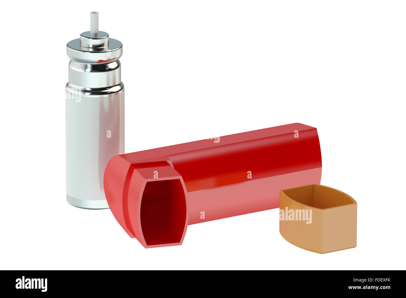Asthma inhaler isolated on white background Stock Photo