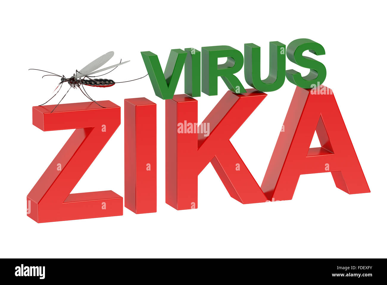 Zika virus concept  isolated on green background Stock Photo