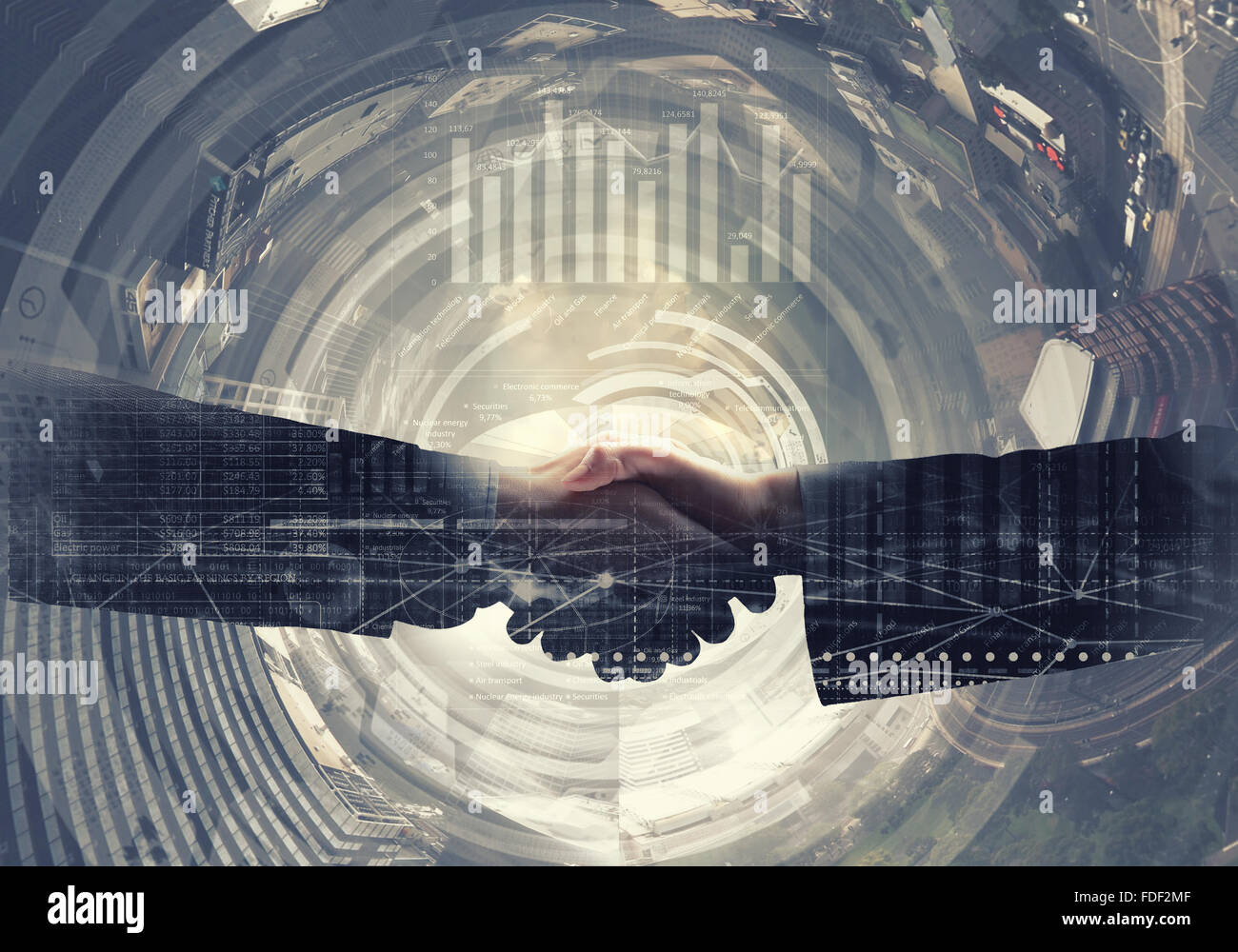 Close up of business handshake on digital background Stock Photo - Alamy