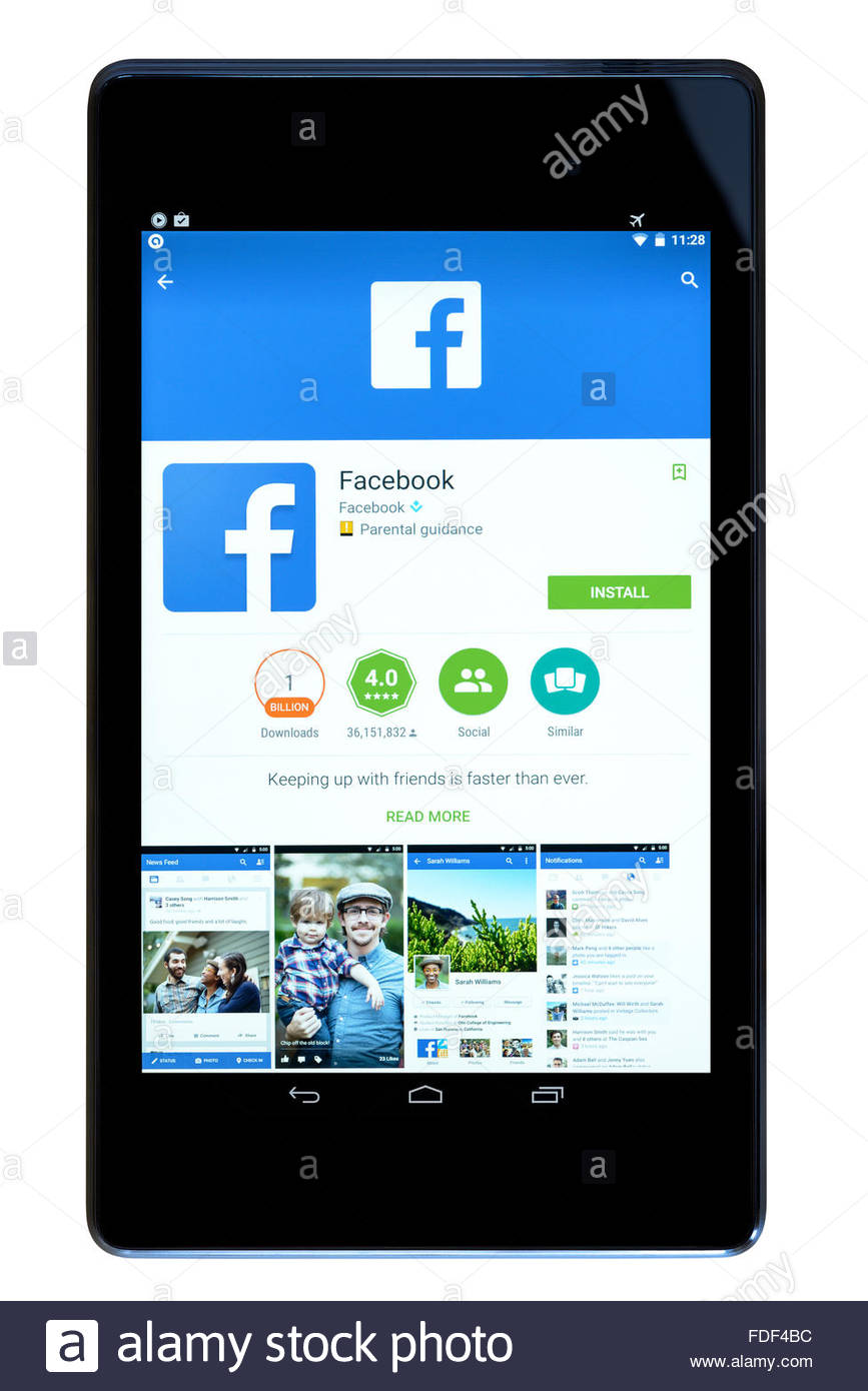 Social Networking App Facebook On An Android Tablet Pc Dorset Stock Photo Alamy