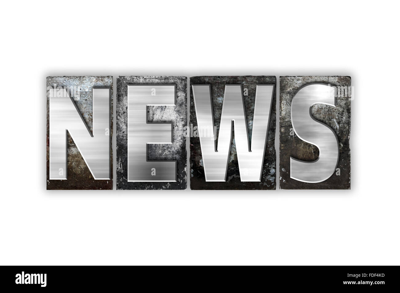 The Word News Written In Vintage Metal Letterpress Type Isolated On Stock Photo Alamy