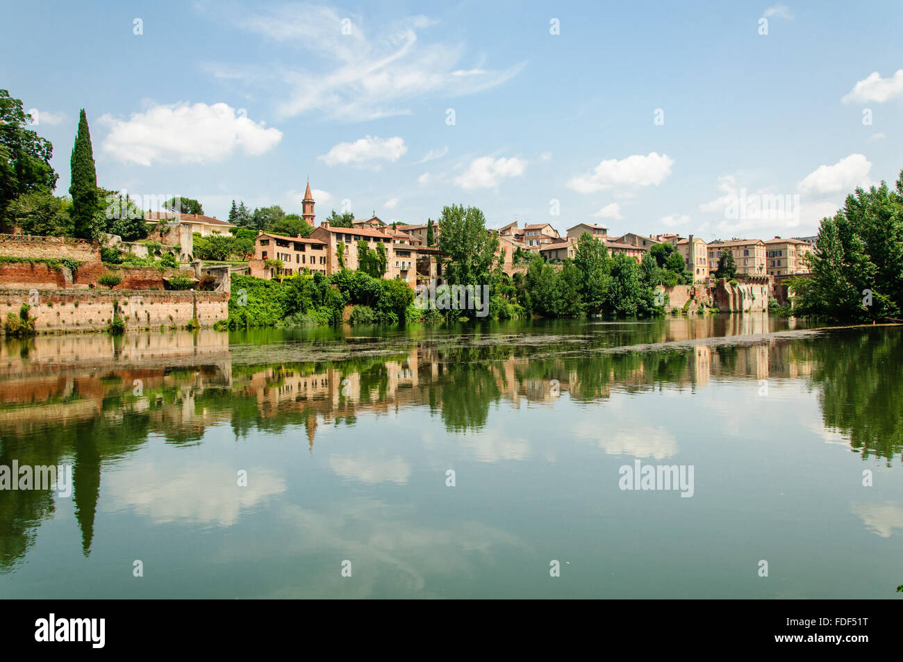 Reflection of the small town Albi on a River in France Stock Photo