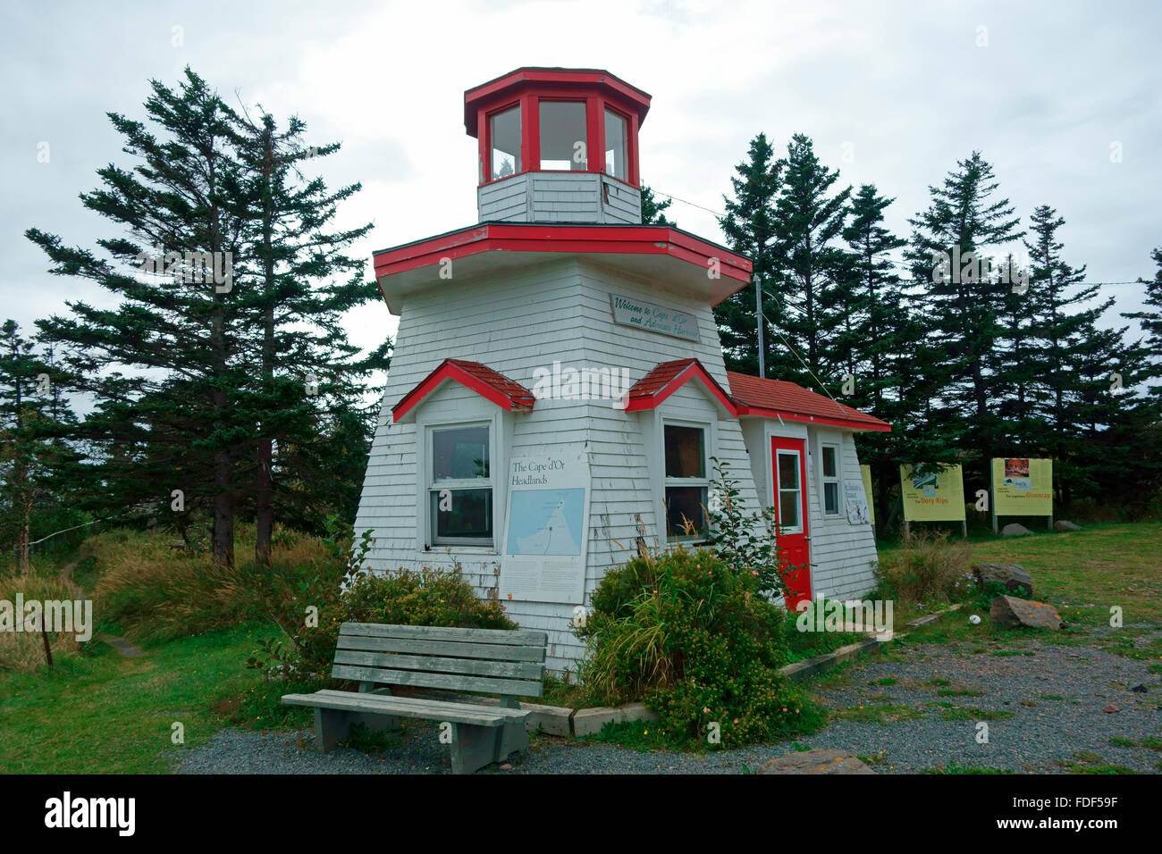 Lighthouse visitor centre at Cape D'Or Nova Scotia, Canada Stock Photo