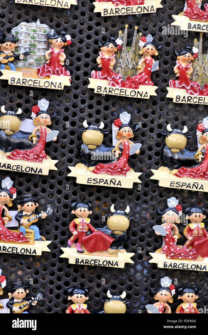 Souvenirs fridge Barcelona, Catalonia, Spain Stock Photo