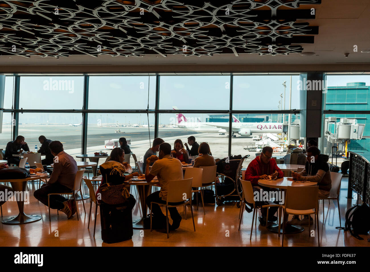 Departure Lounge Cafe, Hamad International Airport, Doha, Qatar Stock