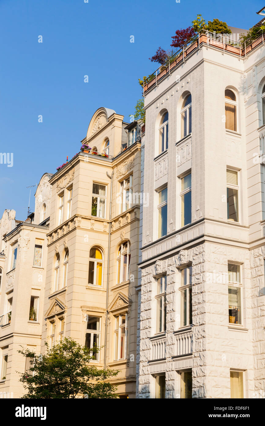 luxury houses and apartments in germany shot from street level no