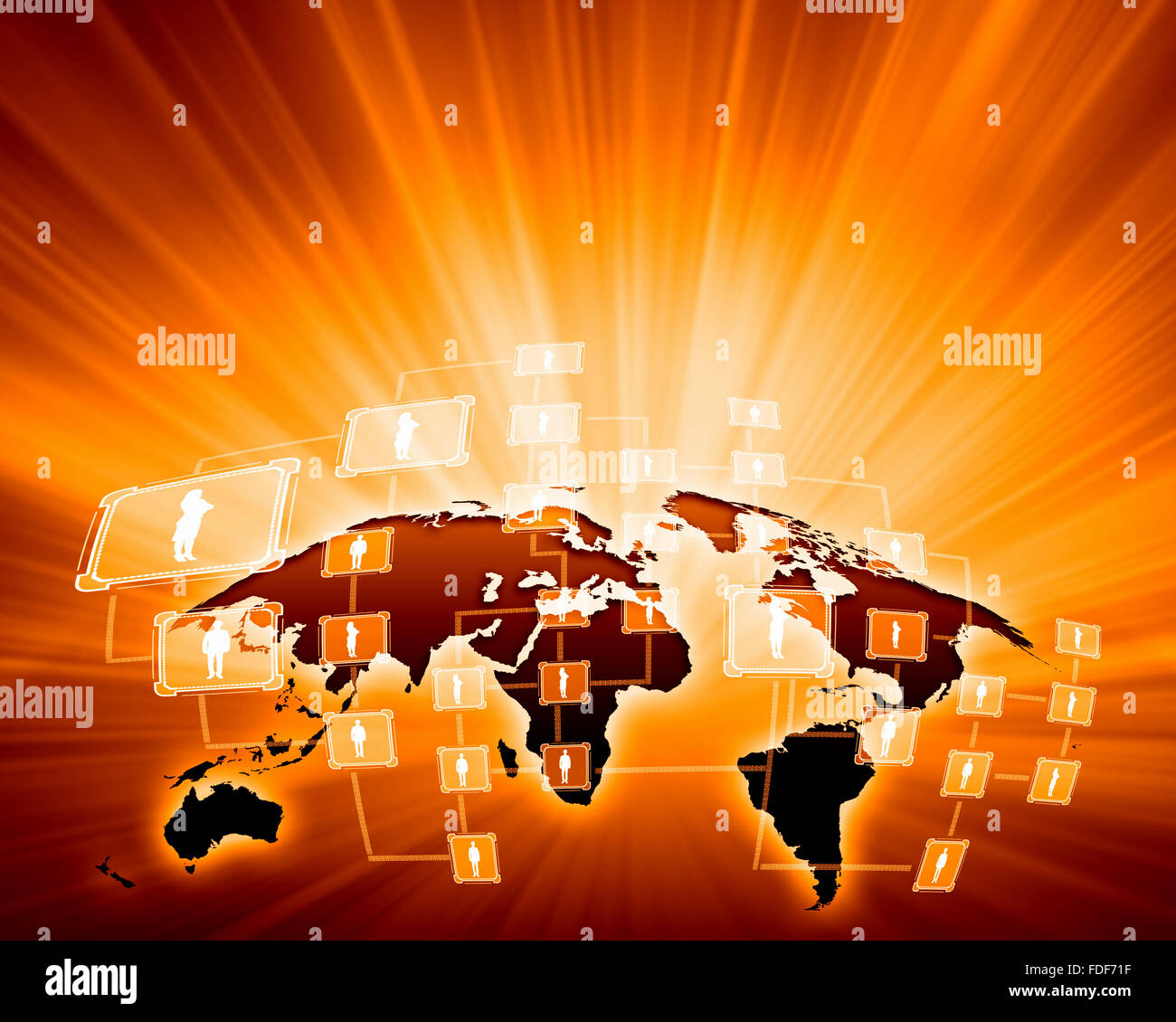 Globalization Orange Orange vivid image of globe. Globalization concept Stock Photo - Alamy