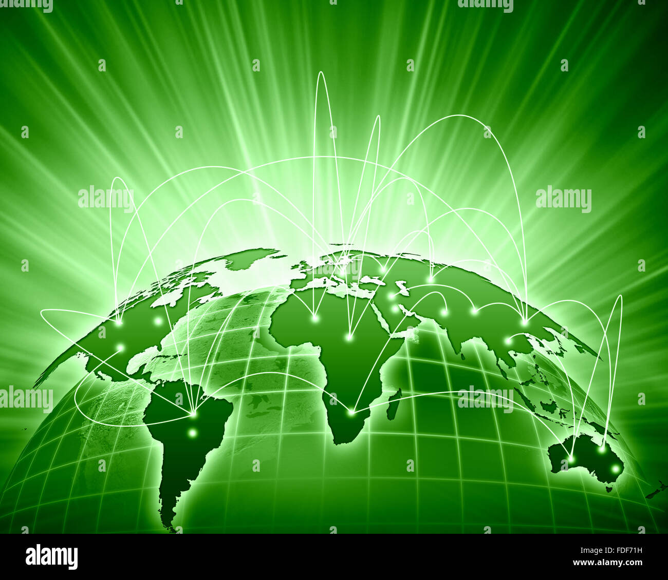 Green vivid image of globe. Globalization concept Stock Photo