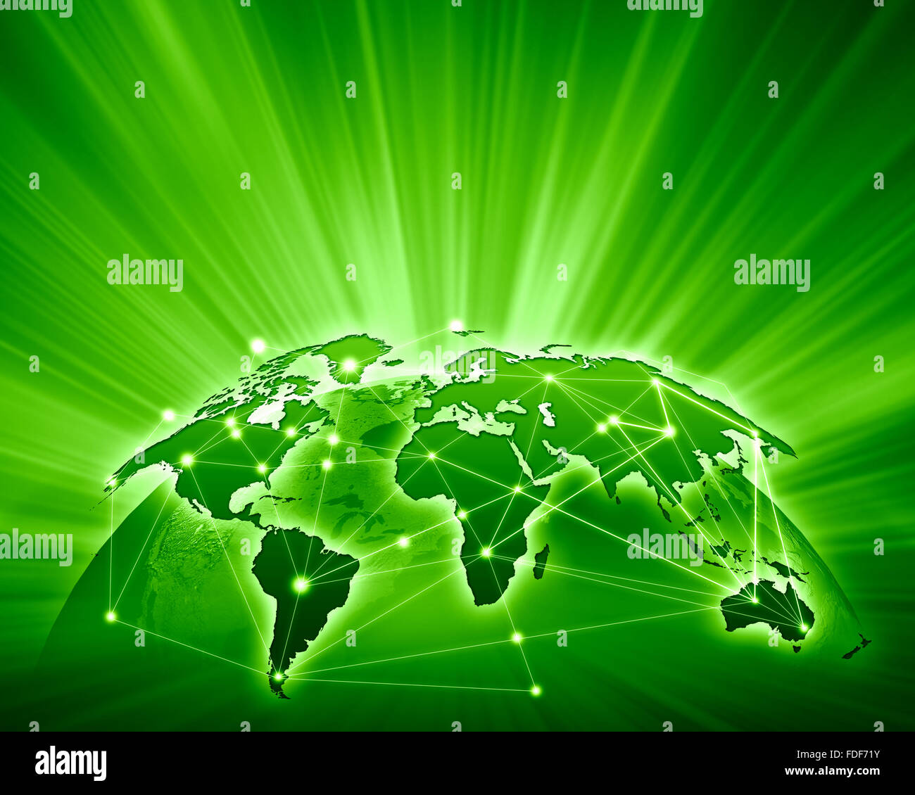 Green vivid image of globe. Globalization concept Stock Photo
