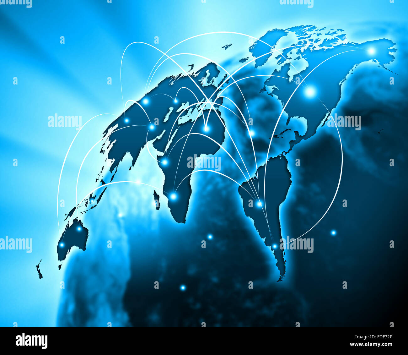 Blue vivid image of globe. Globalization concept Stock Photo