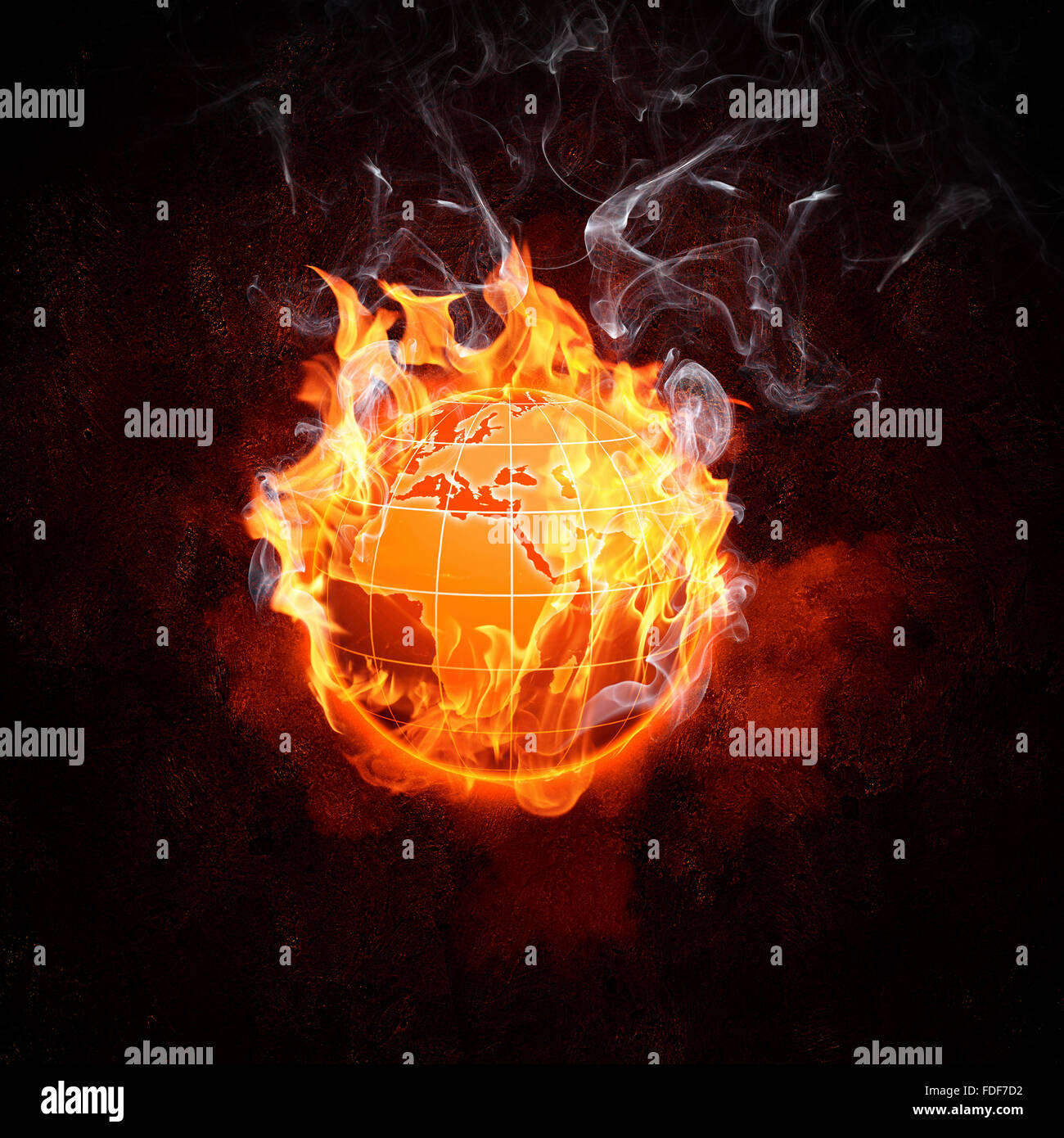 Image of burning globe in fire flames. Earth in danger Stock Photo Alamy