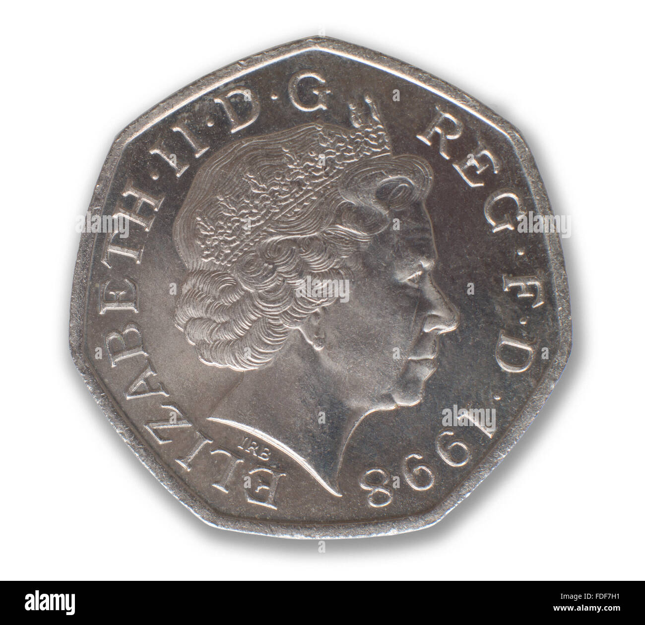 Obverse of commemorative fifty pence piece 25th Anniversary of UK EU membership 1973 1998 Stock Photo