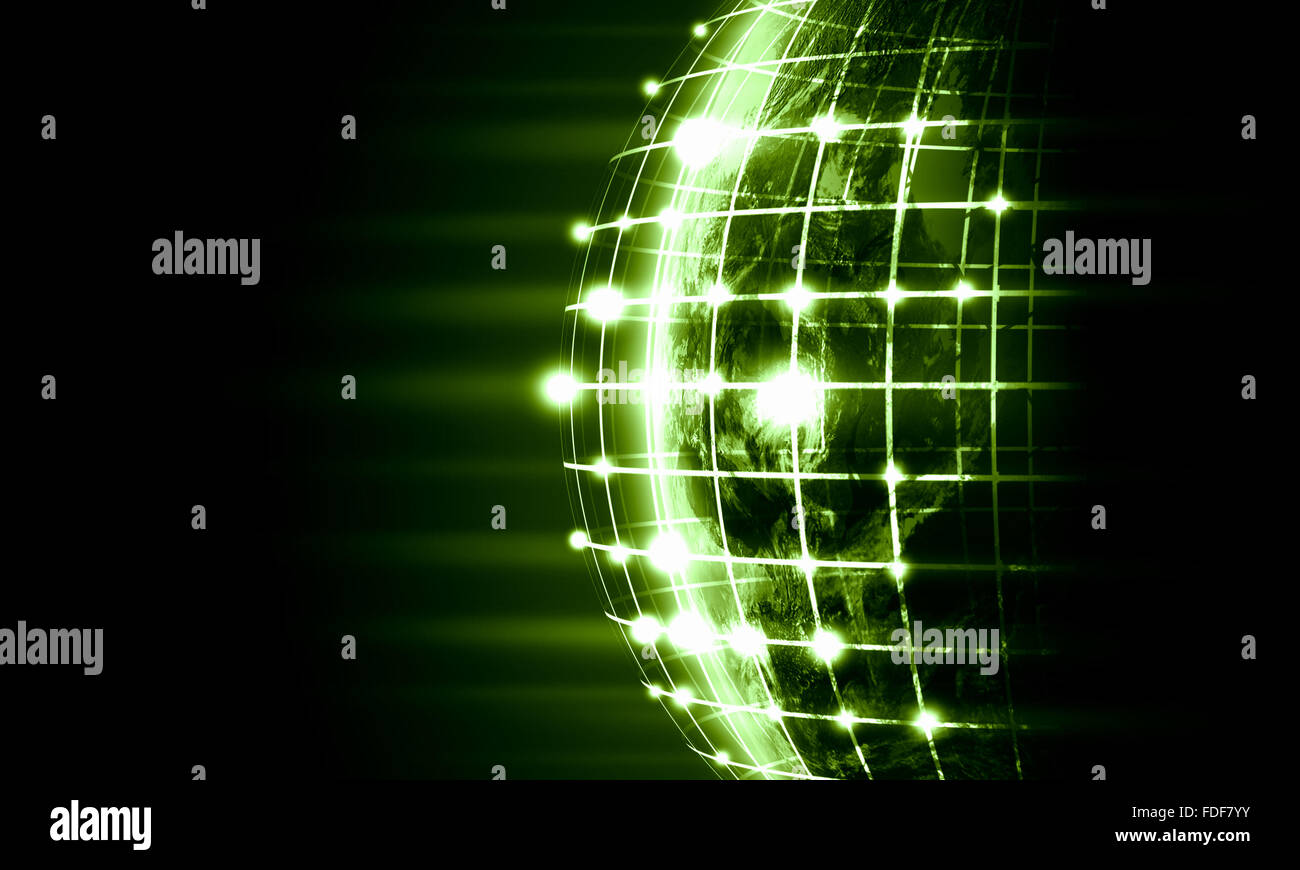 Green vivid image of globe. Globalization concept. Elements of this image are furnished by NASA Stock Photo