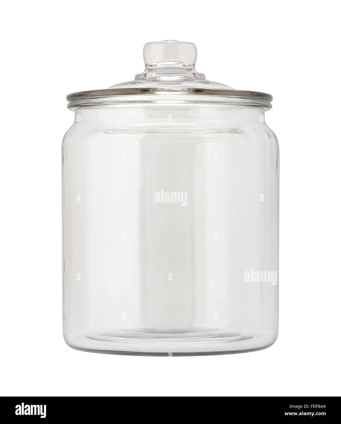 Empty Glass Apothecary Jar. The image is a cut out, isolated on a white background. Stock Photo