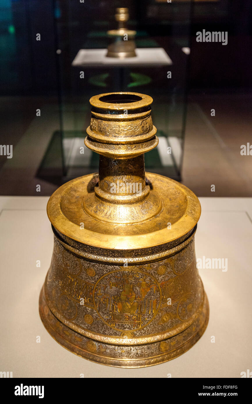 Candlestick Holder, The Museum of Islamic Art, Doha, Qatar Stock Photo