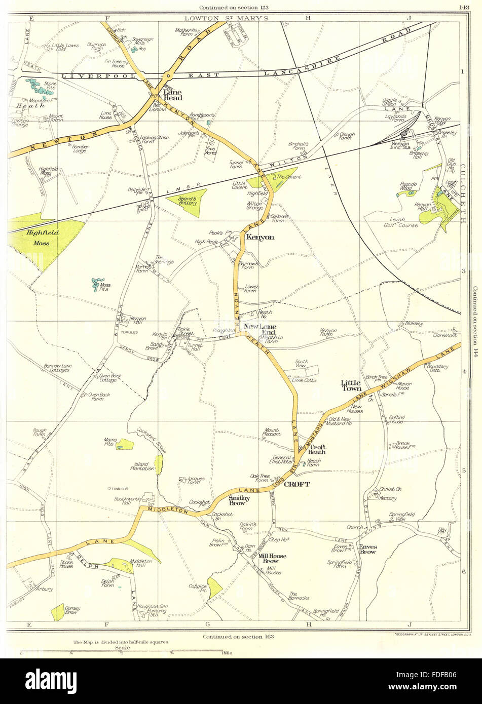 LANCASHIRE Lowton St Mary's New Lane End Croft Kenyon Eaves Brow 1935