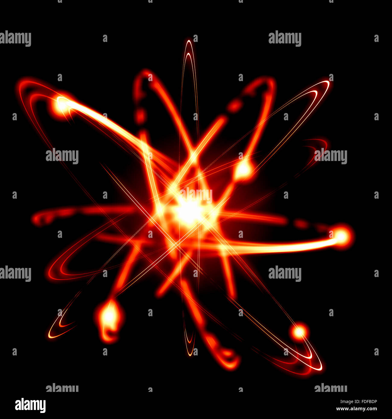 Image of color atoms and electrons. Physics concept Stock Photo