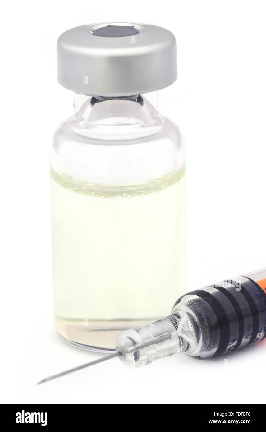 Syringe with vial over white background Stock Photo