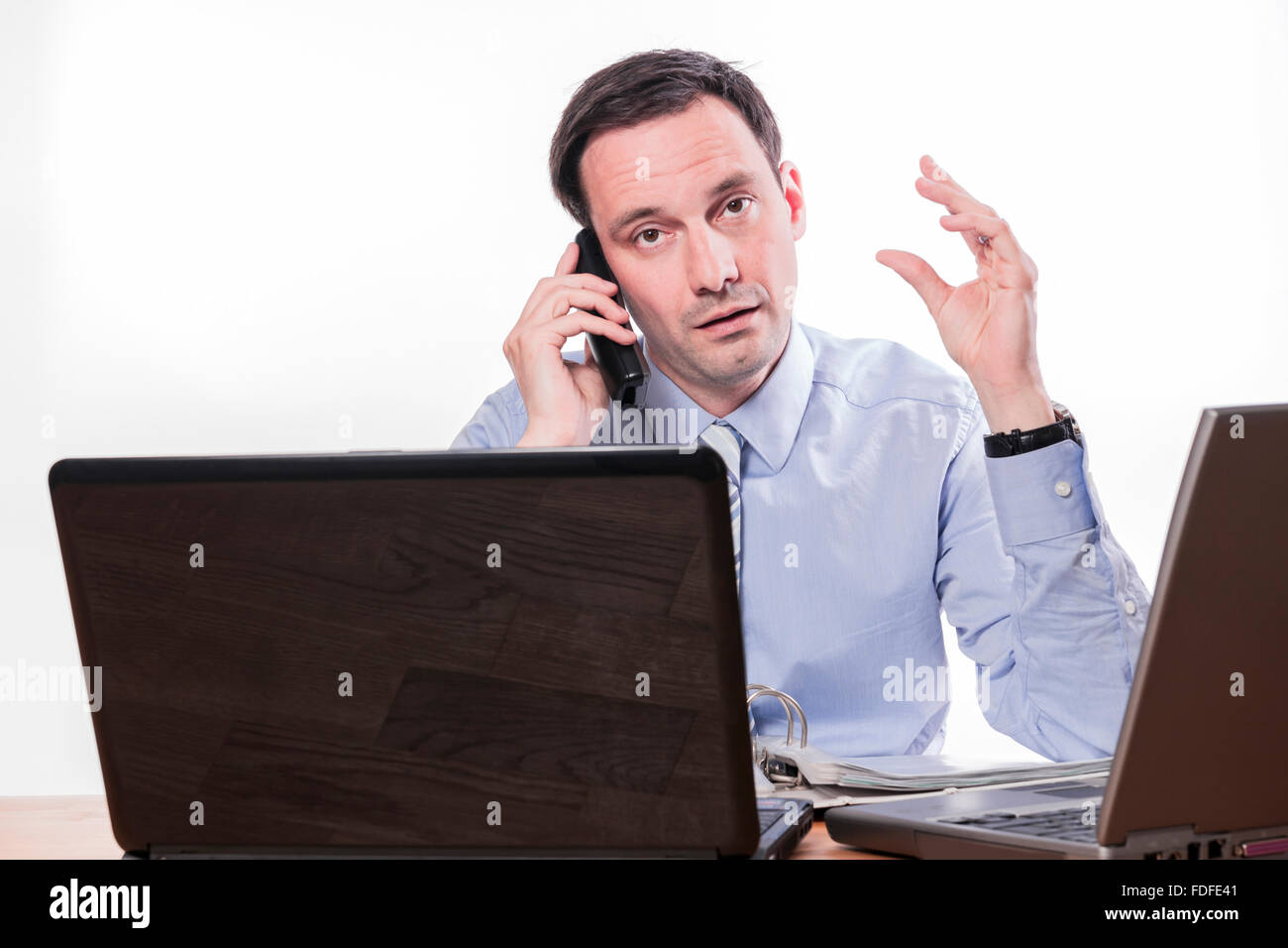 Multitasking employee happy hi-res stock photography and images - Alamy