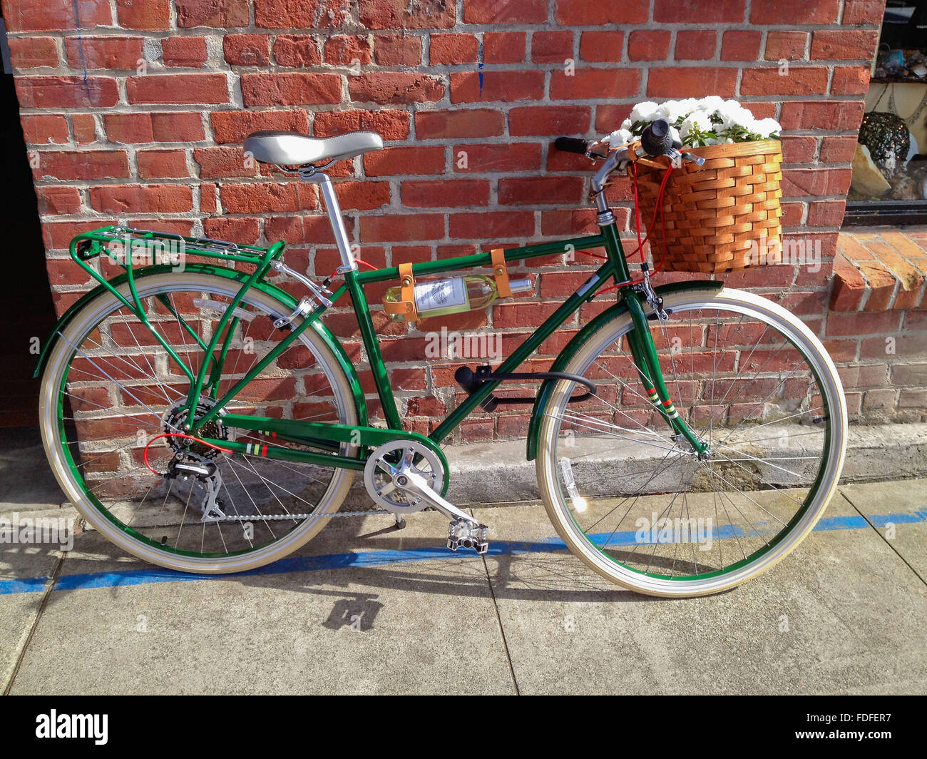 green bike with basket