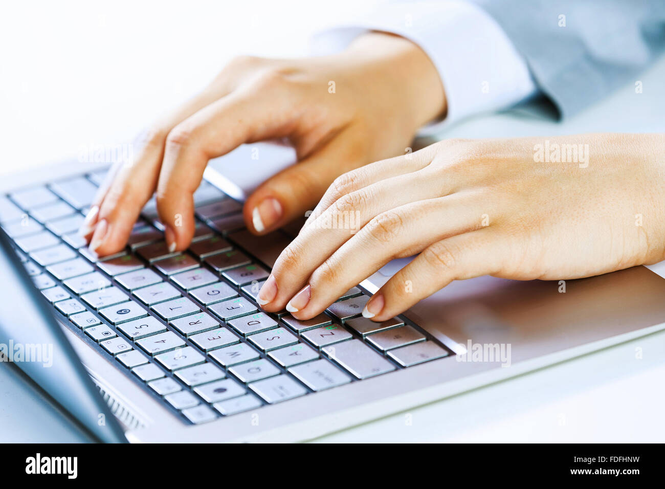 Close up image of businesswoman hands typing on keyboard Stock Photo ...