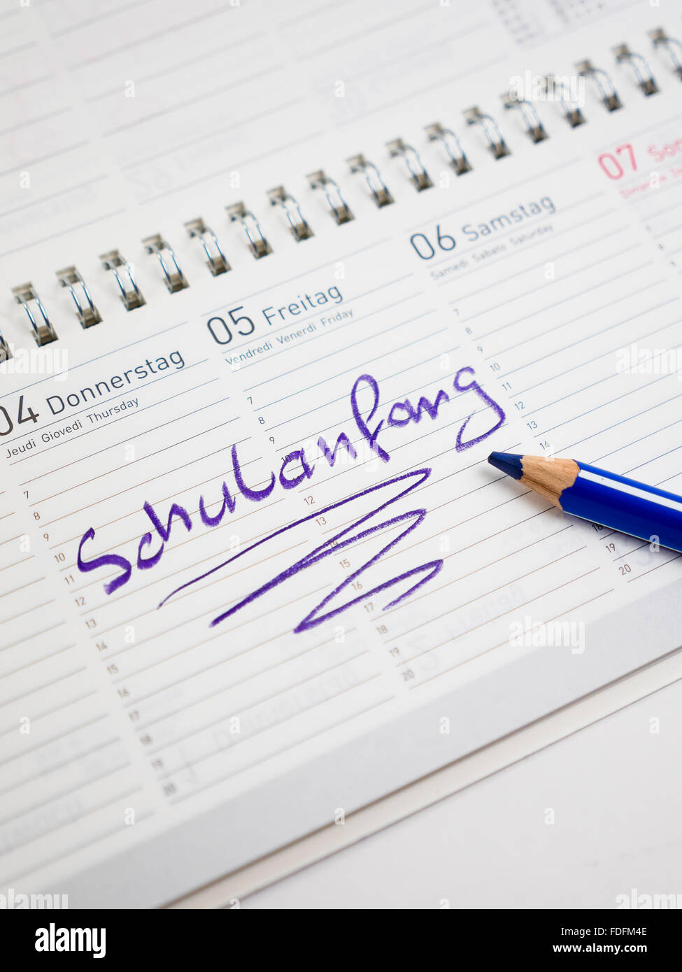 Calendar with date, Schulanfang or First Day of School Stock Photo - Alamy