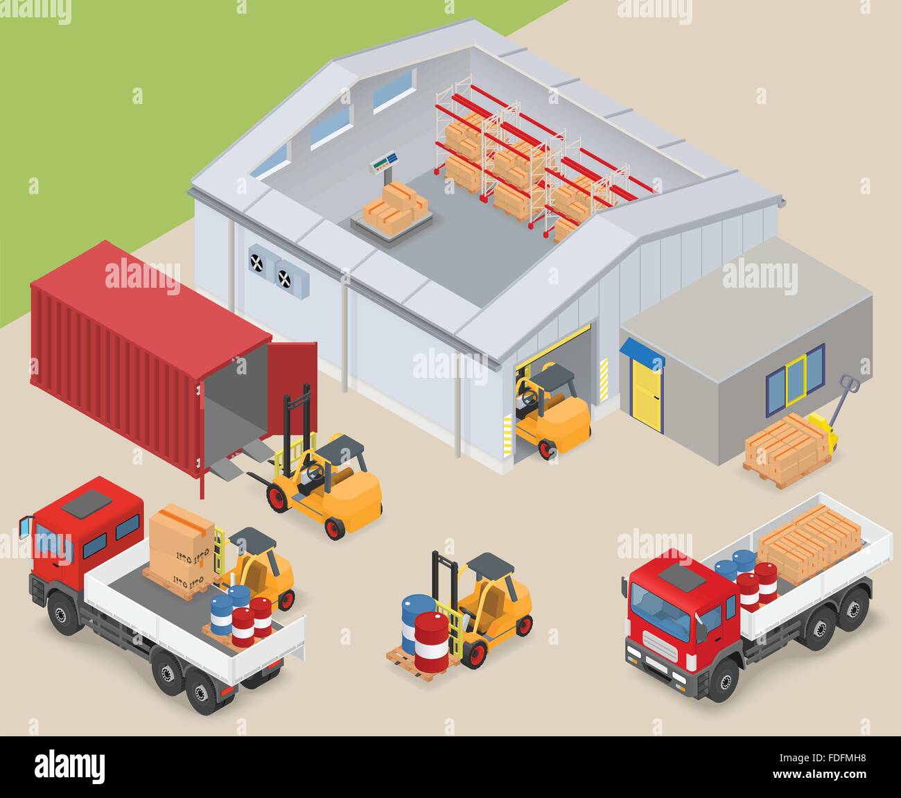 Isometric warehouse industrial scene Stock Vector Image & Art - Alamy