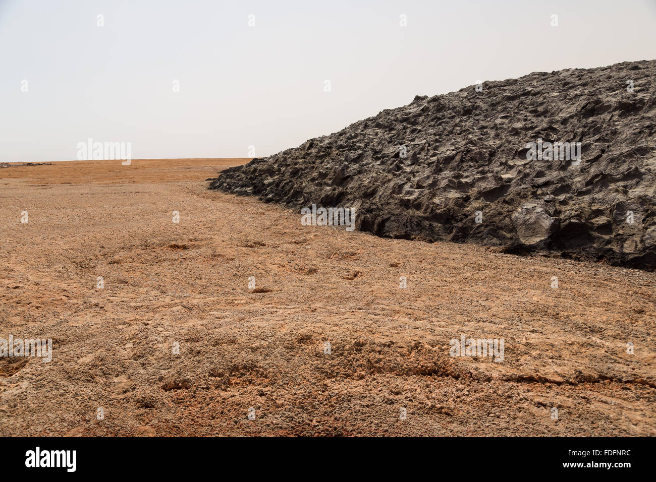Incredibly acidic rock salt emerges from the thin crust covering dangerous acid pools near