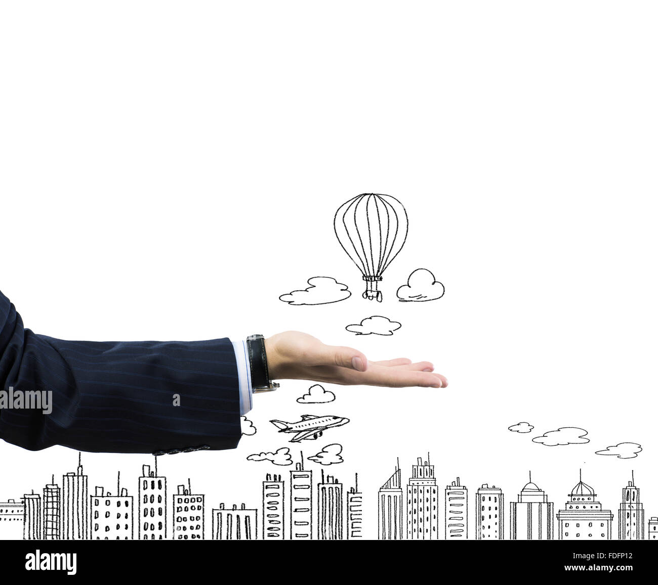 Close up of businessman hand holding sketches of buildings Stock Photo ...