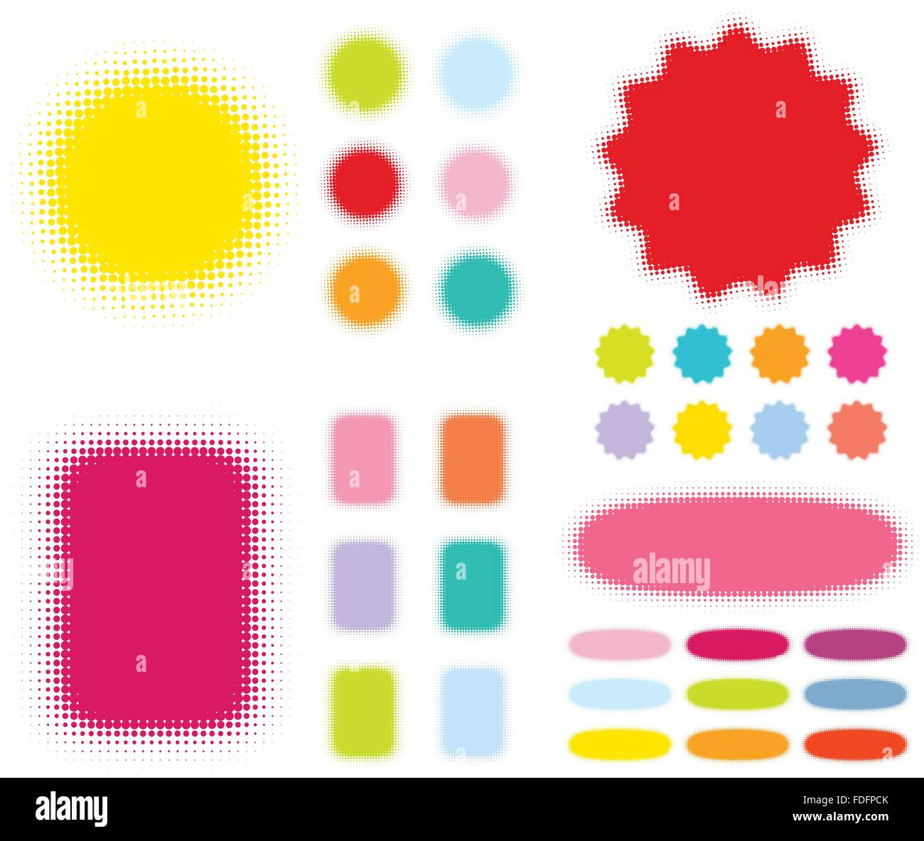 halftone shapes with color variations Stock Vector
