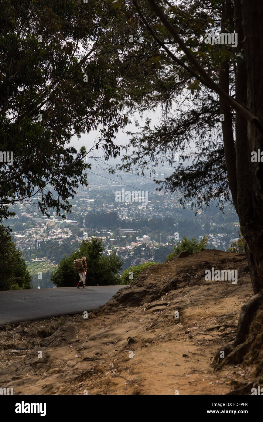 View from the Entoto hill road over Addis Ababa, Ethiopia Stock Photo