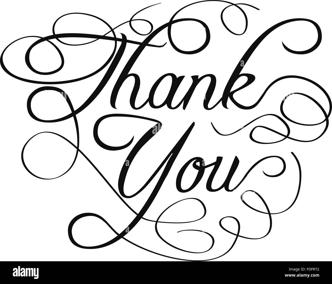 thank you words with swirls Stock Vector