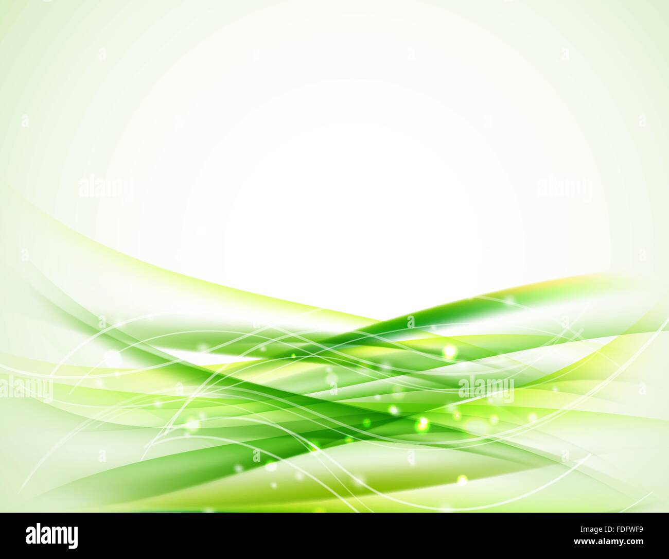 horizontal green abstract wavy background with sparkles and glittering design elements Stock Vector