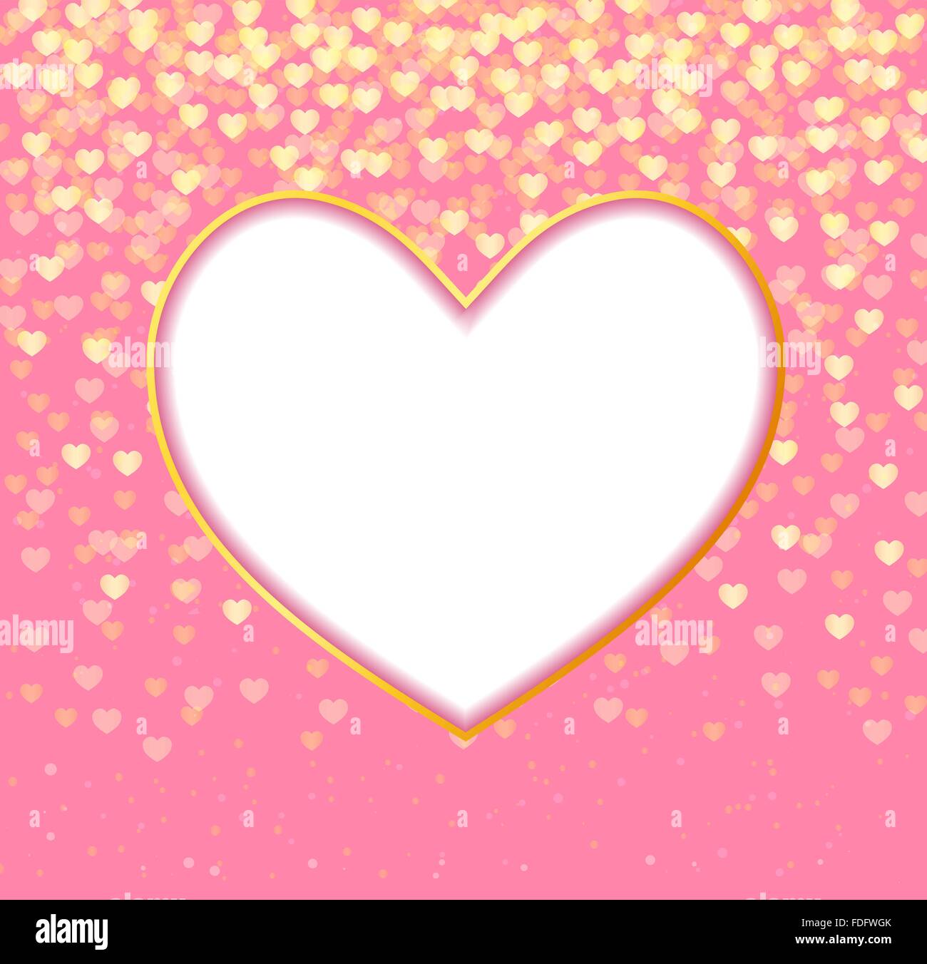 abstract background heart frame and falling hearts on pink background. vector illustration Stock Vector