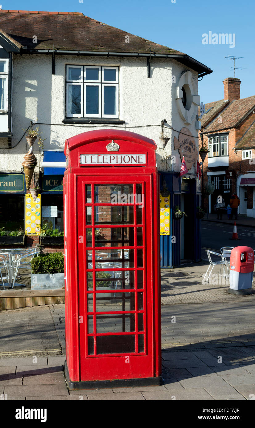 Traditional red telephone box, Waterside, StratforduponAvon, UK Stock Photo Alamy