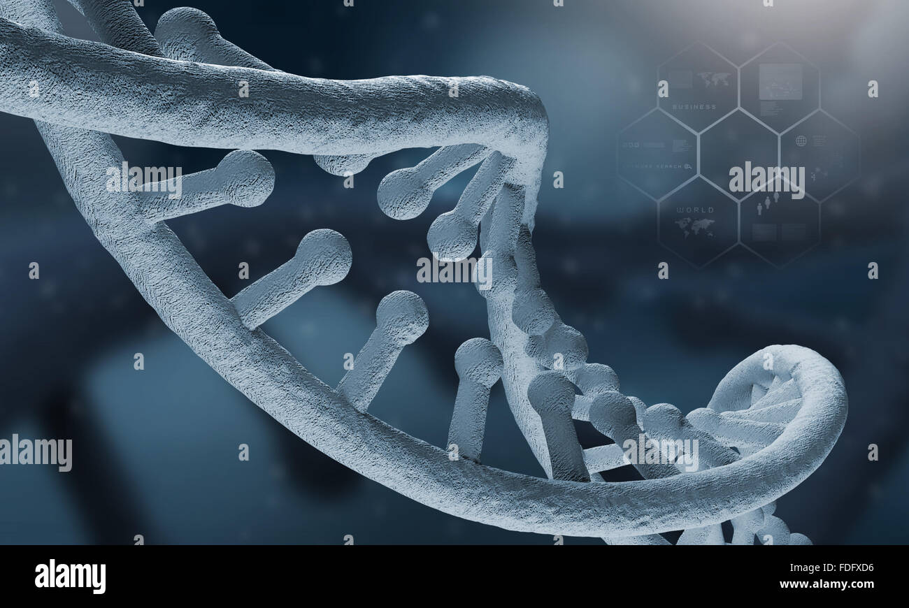 Biochemistry background concept with high tech dna molecule Stock Photo ...