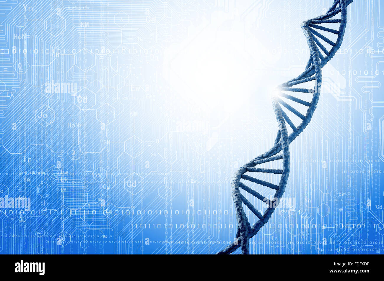 Biochemistry background concept with high tech dna molecule Stock Photo ...