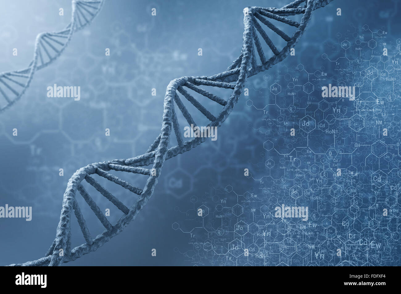 Biochemistry background concept with high tech dna molecule Stock Photo ...