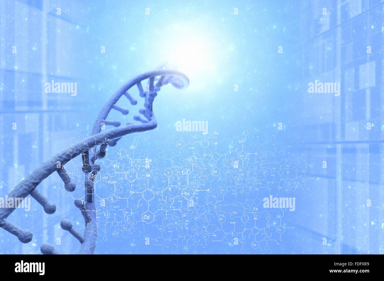 Biochemistry background concept with high tech dna molecule Stock Photo ...