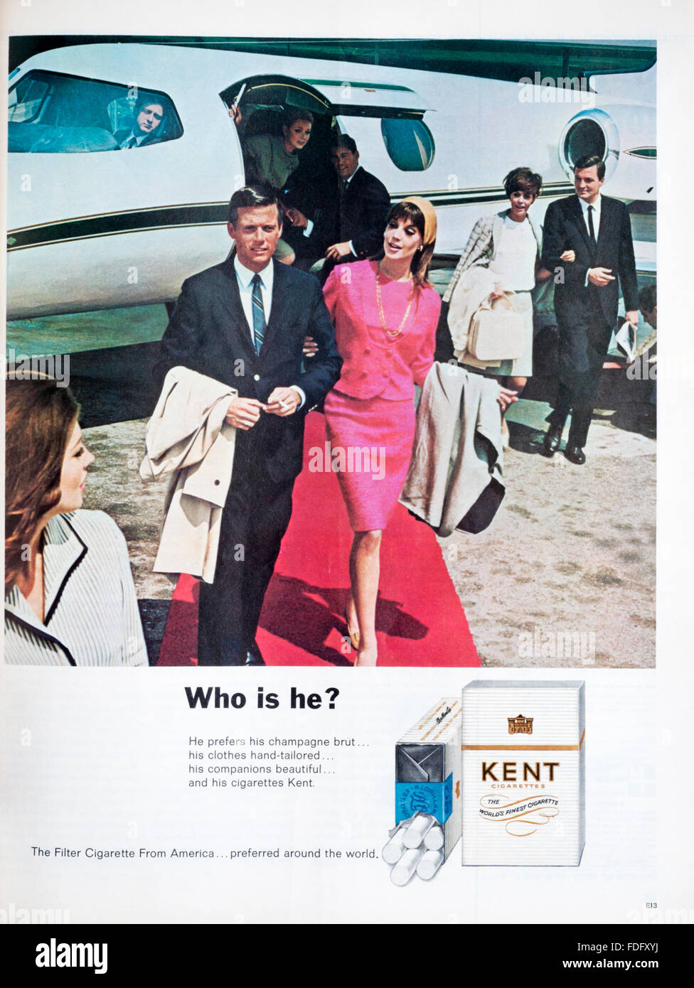 1960s magazine advertisement advertising Kent cigarettes. Stock Photo