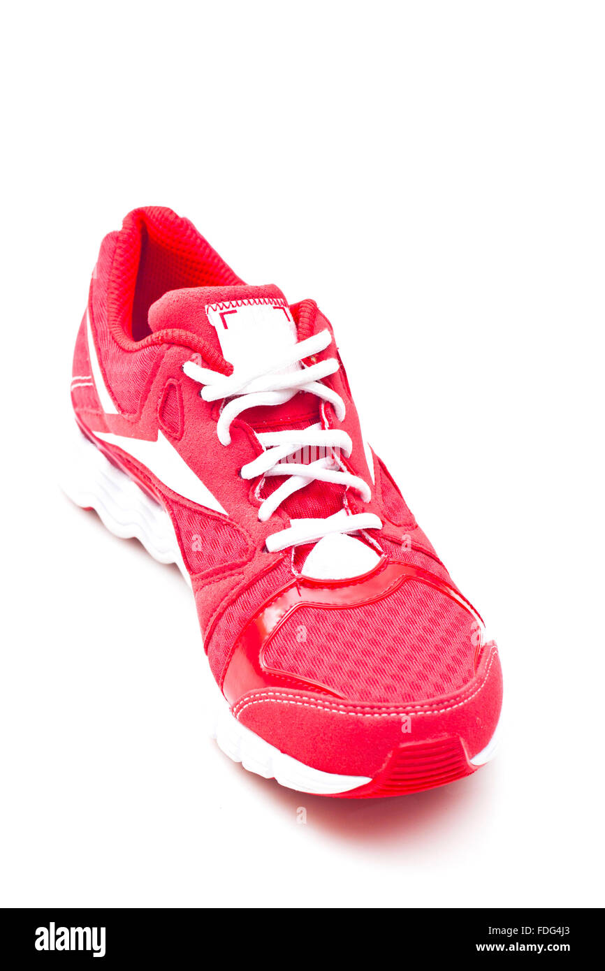 Red running sports shoes Stock Photo