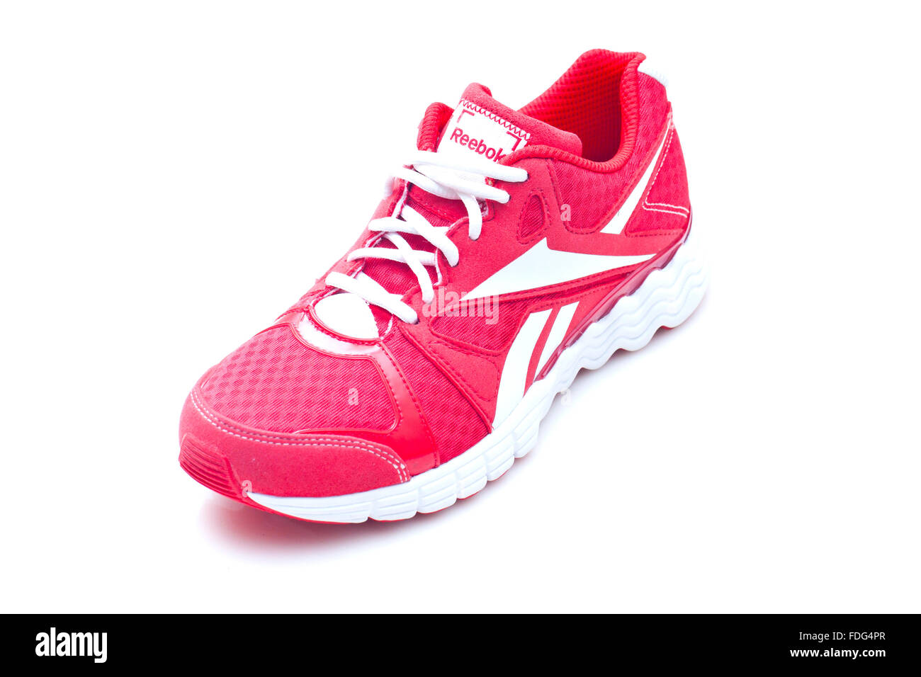 bright red running shoes