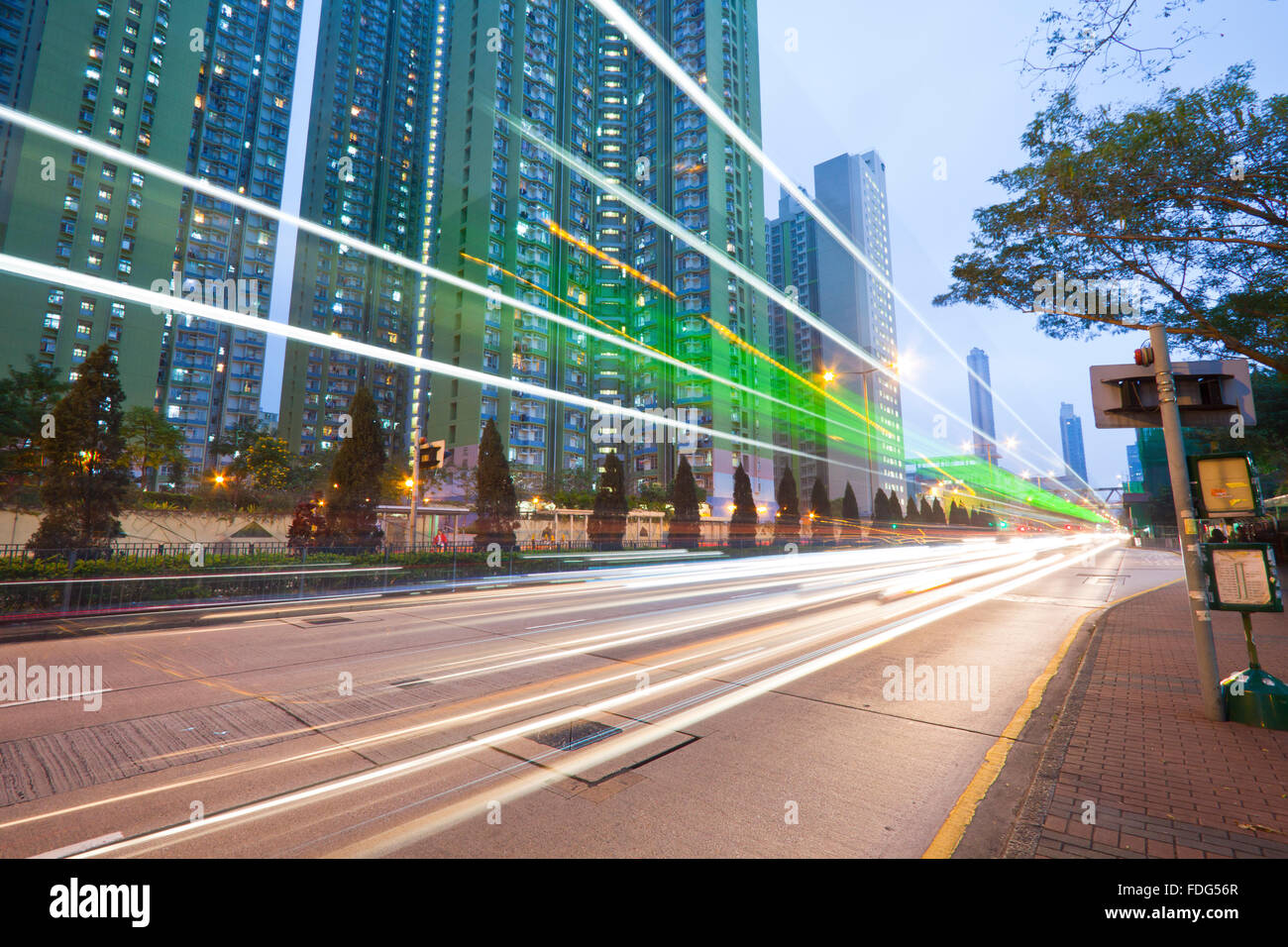 Traffic in Hong Kong downtown at night Stock Photo - Alamy