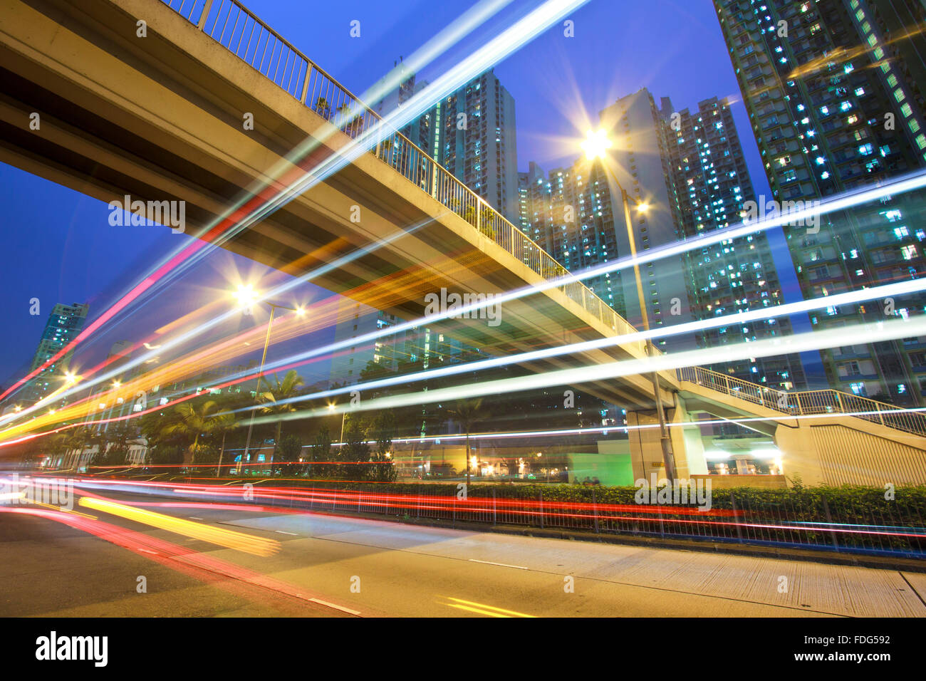 Traffic in Hong Kong downtown at night Stock Photo - Alamy